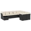 vidaXL Loungegrupp 10 delar med svarta dynor konstrotting