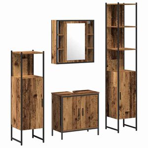 vidaXL Badrumsm&ouml;belset 4 pcs Brun 33 x 33 x 185.5 cm Konstruerat tr&auml;