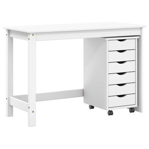 vidaXL Skrivbord och rullsk&aring;psset MOSS 2 pcs Vit