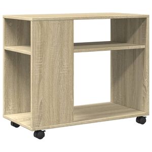 vidaXL Sidobord med hjul sonoma-ek 70x35x60 cm konstruerat tr&auml;