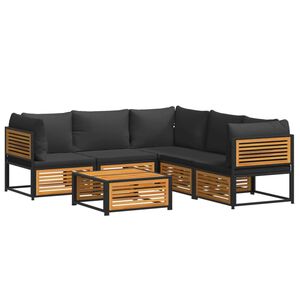 vidaXL Loungegrupp f&ouml;r tr&auml;dg&aring;rden med dynor 6 delar massivt akaciatr&auml;