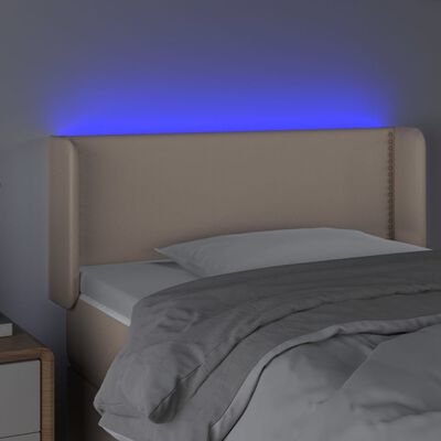 vidaXL Sänggavel LED cappuccino 83x16x78/88 cm konstläder
