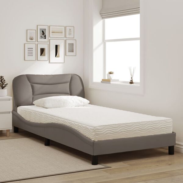 vidaXL Bed with Mattress "Hvar" Taupe 100x200 cm Fabric