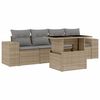 vidaXL Soffgrupp f&ouml;r tr&auml;dg&aring;rden med dynor 5 delar beige konstrotting