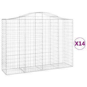 vidaXL Gabioner b&aring;gformade 14 st 200x50x140/160 cm galvaniserat j&auml;rn