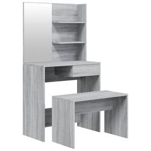 vidaXL Sminkbord set gr&aring; sonoma 74,5x40x141 cm
