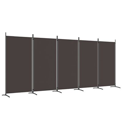 vidaXL Rumsavdelare 5 paneler brun 433x180 cm tyg