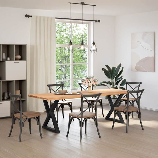 vidaXL Matbordsben 2 st svarta 80x(72-73,3) cm st&aring;l