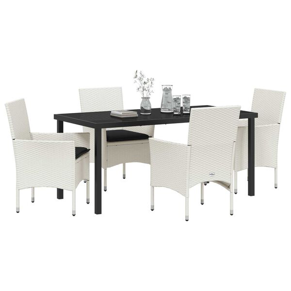 vidaXL Tr&auml;dg&aring;rdsm&ouml;belset med kudde 5 pcs Vit konstrotting