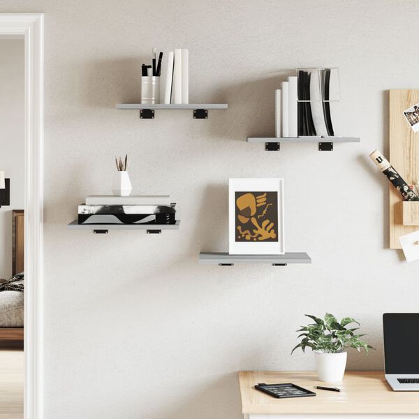 vidaXL Vägghyllor 4 st grå sonoma 40x30x1,5 cm konstruerat trä