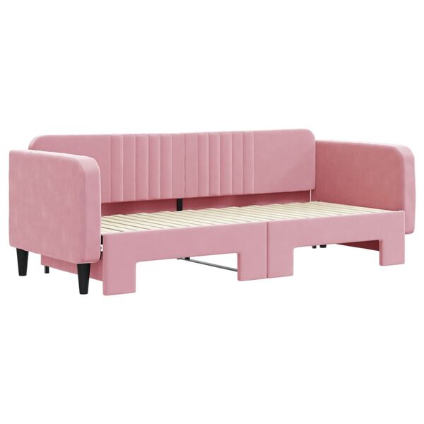 vidaXL Dagb&auml;dd utdragbar rosa 80x200 cm sammet