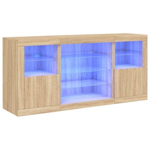 vidaXL Sk&auml;nk med LED-belysning sonoma-ek 142,5x37x67 cm