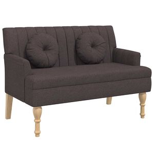 vidaXL B&auml;nk med dynor m&ouml;rkbrunt 113x64,5x75,5 cm tyg