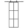vidaXL Skjutd&ouml;rr med beslag svart 76x205 cm ESG-glas