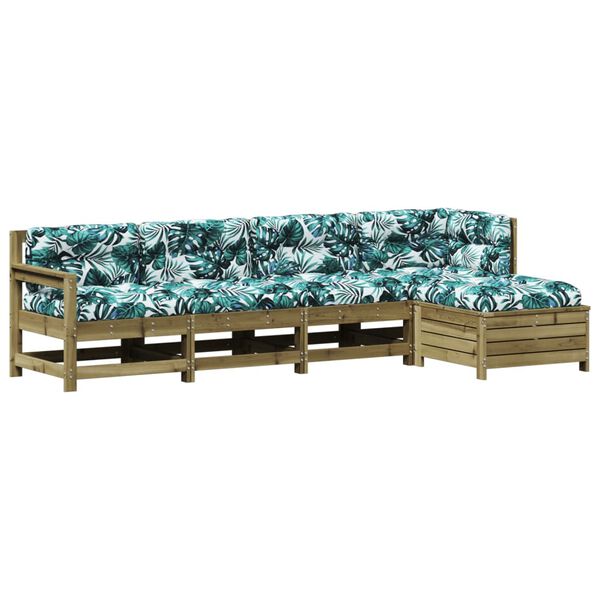 vidaXL Loungegrupp med dynor 5 delar impregnerad furu