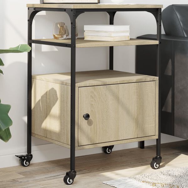 vidaXL Skrivarst&auml;ll 3 hyllor sonoma-ek 50x40x76 cm konstruerat tr&auml;