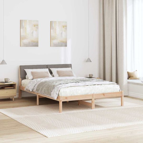 vidaXL S&auml;ngram med huvudgavel Brun och taupe 140 x 190 cm Massiv furu