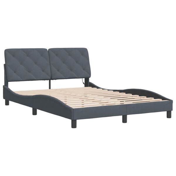 vidaXL Bed Frame with LED without Mattress Dark Grey 140x190 cm Velvet