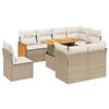 vidaXL Soffgrupp f&ouml;r tr&auml;dg&aring;rden med dynor 9 delar beige konstrotting