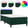 vidaXL Res&aring;rs&auml;ng med madrass och LED m&ouml;rkgr&ouml;n 90x190 cm sammet