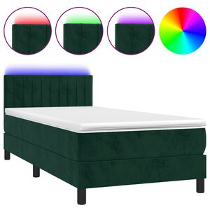 vidaXL Res&aring;rs&auml;ng med madrass och LED m&ouml;rkgr&ouml;n 90x190 cm sammet