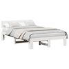 vidaXL Sängram med huvudgavel Vit 135 x 190 cm Massiv furu