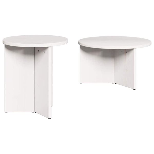 vidaXL Kaffeebord 2 pcs Vit Massivt tallträ