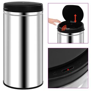 vidaXL Soptunna med automatisk sensor 70 L rostfritt st&aring;l
