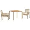 vidaXL Tr&auml;dg&aring;rdsm&ouml;belset 3 st Beige konstrotting