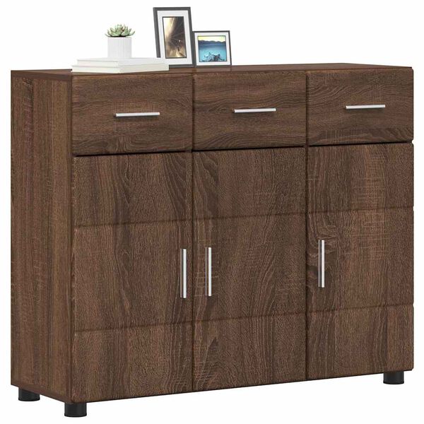 vidaXL Sideboard med hylla Brun Ek 88,5 x 30,5 x 73 cm Konstruerat tr&auml;