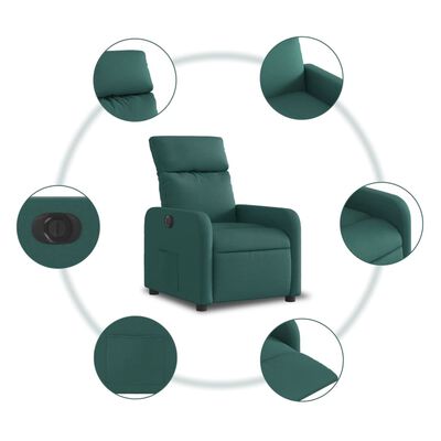 vidaXL Elektrisk reclinerfåtölj mörkgrön tyg