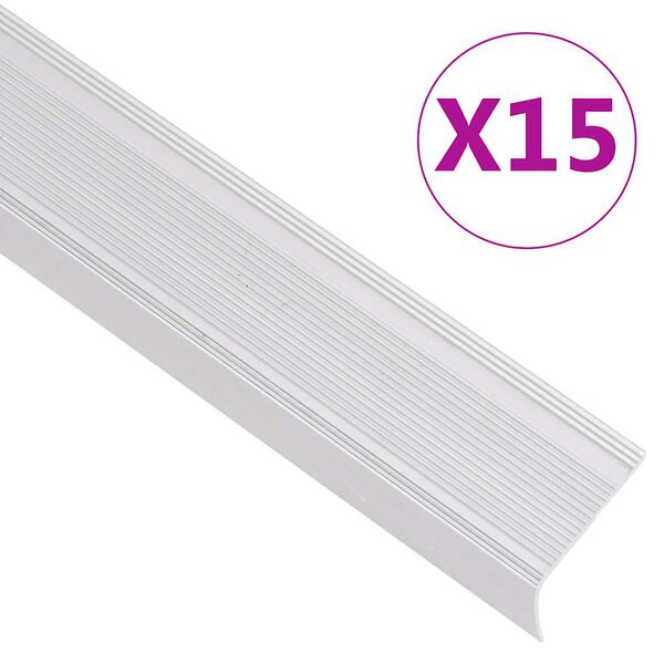 vidaXL Trappn&auml;sor i L-form 15 st aluminium 100 cm silver