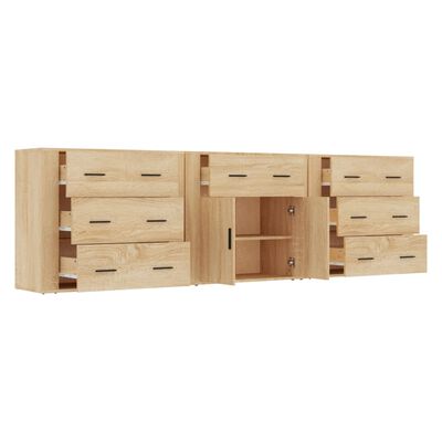 vidaXL Skänk 3 delar Sonoma ek konstruerat trä