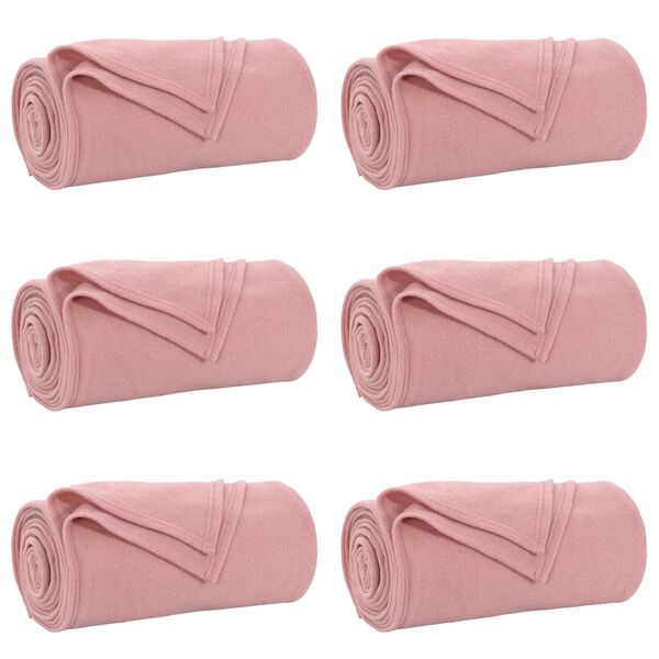 vidaXL Filtar 6 pcs Rosa 240 x 220 cm Fleece