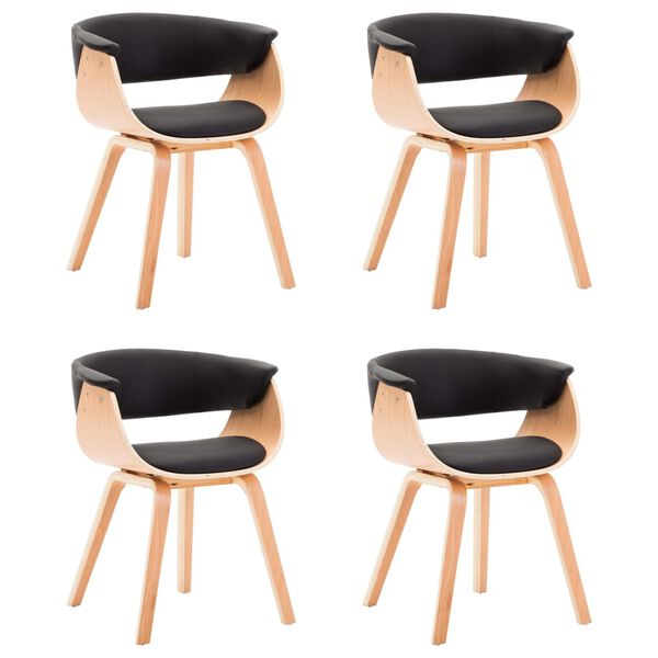 vidaXL Matstolar 4 st svart böjträ och konstläder