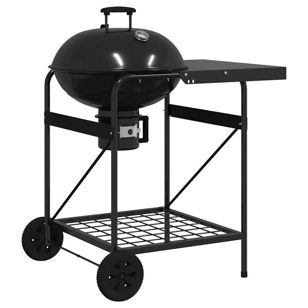 vidaXL Utomhusgrill med hjul Svart 91 x 71 x 107 cm Metall
