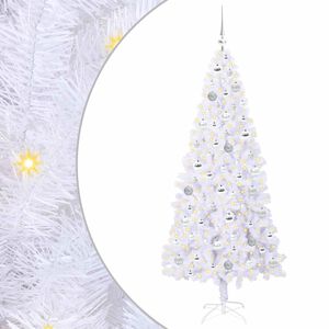 vidaXL Konstgjord julgran med 300 LED-lampor Vit 180 cm PVC och st&aring;l