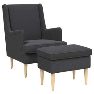 vidaXL F&aring;t&ouml;lj med fotpall 2 st M&ouml;rkgr&aring; Boucl&eacute;
