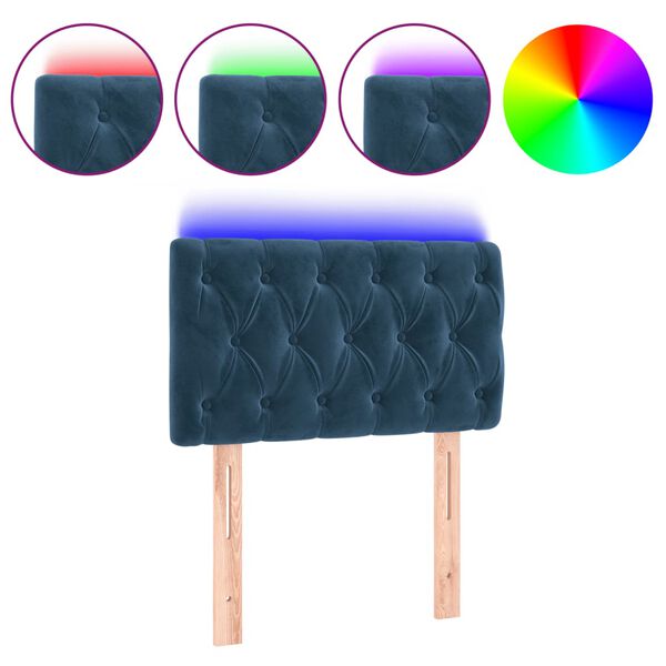 vidaXL S&auml;nggavel LED m&ouml;rkbl&aring; 80x7x78/88 cm sammet