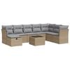 vidaXL Soffgrupp f&ouml;r tr&auml;dg&aring;rden med dynor 9 delar beige konstrotting