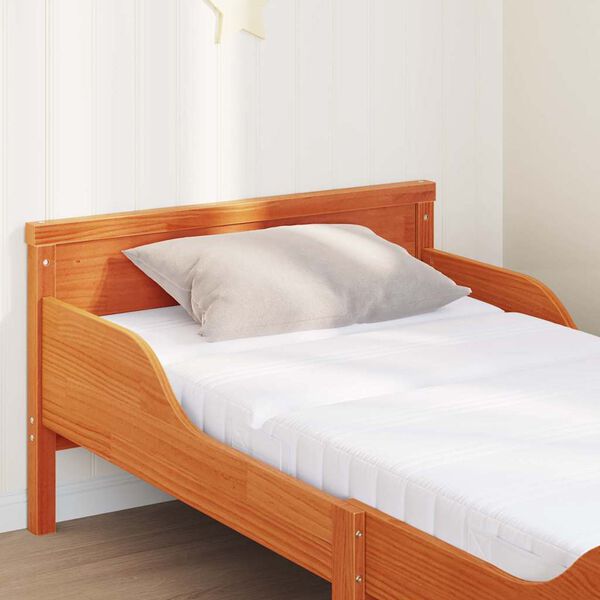 vidaXL S&auml;ngram med madrass med huvudgavel Brun 80 x 200 cm Massiv furu