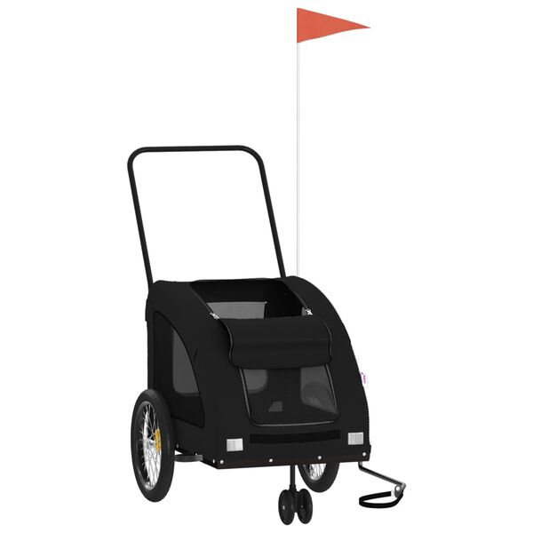 vidaXL Cykelvagn för djur svart oxfordtyg och järn