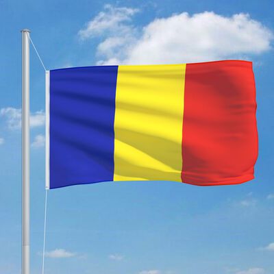 vidaXL Rumäniens flagga och flaggstång i aluminium 6,2 m