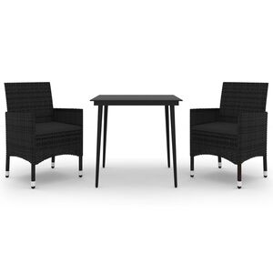 vidaXL Matgrupp f&ouml;r tr&auml;dg&aring;rden 3 delar med dynor konstrotting och glas