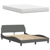 vidaXL Bed with Mattress "Hanko" Dark Grey 140x200 cm Fabric