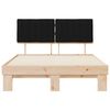 vidaXL Sängram med Klädd Huvudgavel Svart 135 x 190 cm Massiv furu