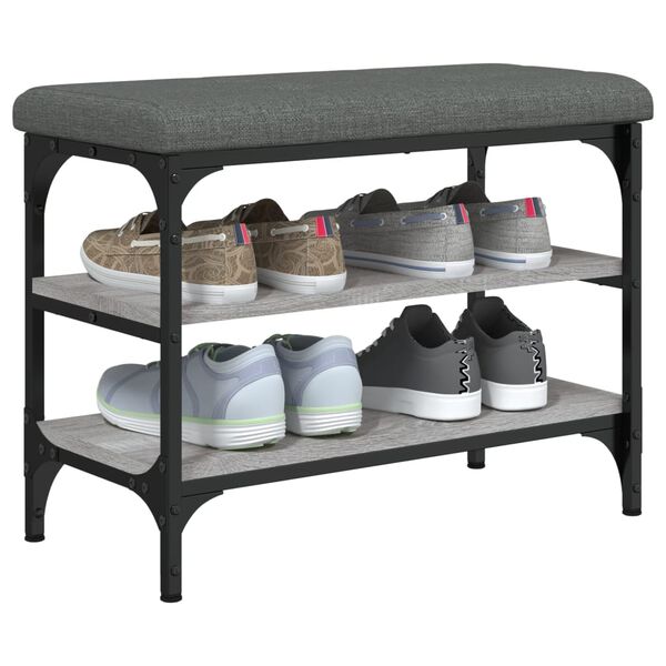 vidaXL Skob&auml;nk gr&aring; sonoma 62x32x47 cm konstruerat tr&auml;