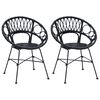 vidaXL Matstol 2 st Rattan och J&auml;rn Svart 54 x 65 x 82 cm
