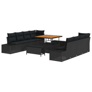 vidaXL Tr&auml;dg&aring;rdsoffset Svart Poly rattan