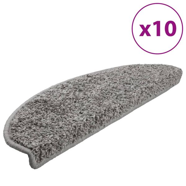 vidaXL Trappmattor 10 st 65x21x4 cm gr&aring; halvrunda stora